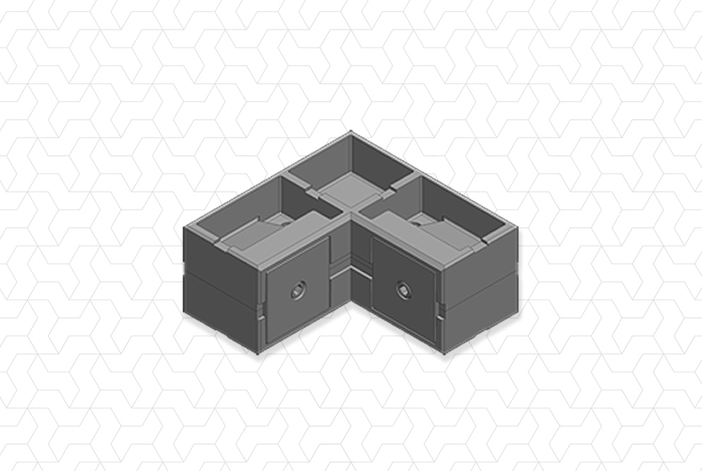 Giunto 2 vie per tubolari quadri trafilati 50x50x2mm
